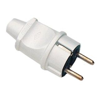 Вилка прямая с з/к 16 А белая