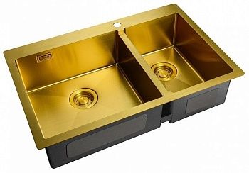 Мойка кухонная ZORG LIGHT ZL R 780-2-510-L BRONZE, доп. чаша (26х41 см) справа