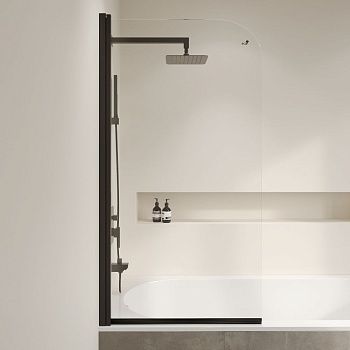 Шторка на ванну 60*150 RGW SC-009-B Черный/Прозрачное/6 мм (Easy)