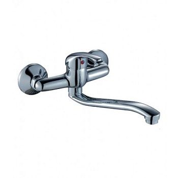 Смеситель д/кухни Rossinka A35-24 одноручный 35 мм, настенный, нижний излив, хром