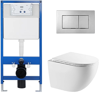 Комплект ZILI DO унитаз ZS-067E-UQ3 МОДИ + инсталляция K009D 52,5см + клавиша 097J ХРОМ Г