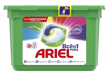 Капсулы для стирки Ariel Color 3-в-1, 15 шт. 22.8 г
