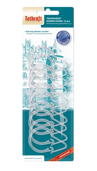 Кольца из прозрачного пластика для шторок Tatkraft OLYMPIC, 12 шт в блистере
