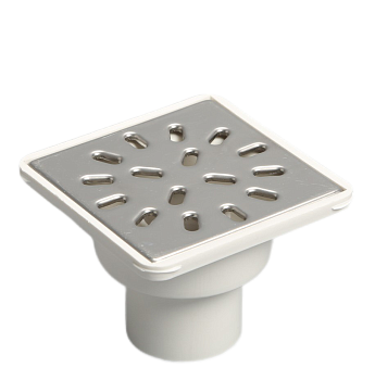 Трап гориз. D50 нерж. решетка 150*150, сух. затвор