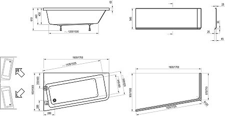 Ванна акриловая Ravak 10° 170x100 R C821000000
