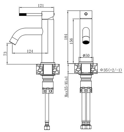 Смеситель д/умыв VODA "Vessel Gun Metal" VSL26MGM,графит