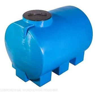 Бак пластиковый 1000л с крышкой, круглый, горизонтальный