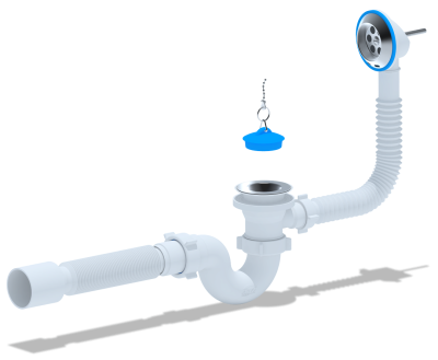 Сифон для ванны АНИ 1"1/2 c гиб. труб. 40*50 E155