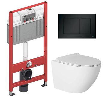 Комплект унитаз Golden Frog GF-203 + инсталляция TECE Base кнопк черный мат. 9400414