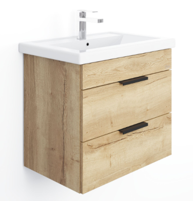 Тумба подвесная Onika ЛЕГРАН 70.13, 2 ящика., с умывальником ФОСТЕР-70 (Cersanit), дуб галифакс 