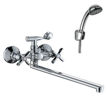 Смеситель для ванны Rossinka RS42-80, двуручный, излив 350 мм