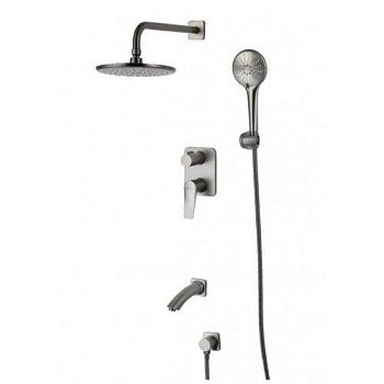 Смеситель д/ванны и душа Lemark Bronx LM3722GM встраеваемый с доп.лейкой, графит