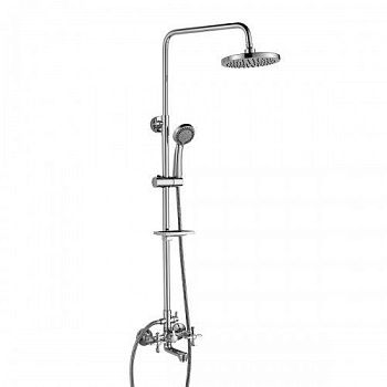 Душевой гарнитур со смес. Rossinka RS42-46 c верх. душ. лейкой "Тропический дождь", двухручный, хром