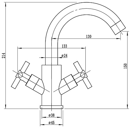 Смеситель для раковины ESKO Astana, поворот.-излив,AA26,нерж.сталь
