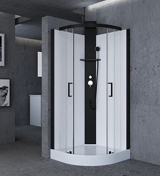 Душевая кабина Golden Frog  BW90M Низкий поддон, прозрачные стекла 6мм, черный профиль 900*900*2170,