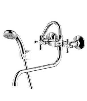 Смеситель для ванны Rossinka Y02-82, универсальный, с круглым изливом 350 мм, хром