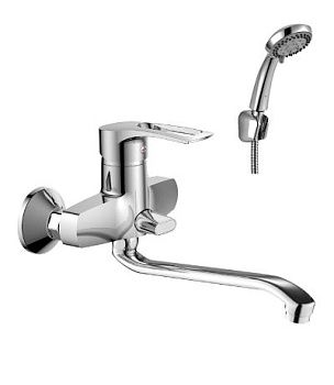 Смеситель для ванны Rossinka T40-34,одноручный, S-образный излив 350мм