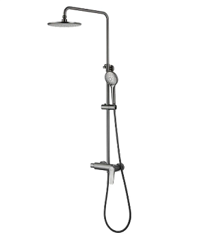 Душевой гарнитур со смесит. Lemark Bronx LM3760GM с верхней душ. лейкой "Тропический дождь", графит