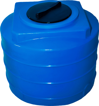 Бак пластиковый 250л с крышкой, вертикальный, цилиндр
