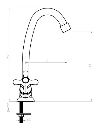 Смеситель для умывальника VODA "Ladoga" арт. LDG26,хром