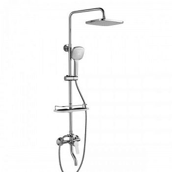 Душевой гарнитур со смесит. Rossinka RS29-46 c верх. душ. лейкой "Троп. дождь", с пов. изливом, хром