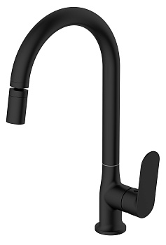 Смеситель для кухни VODA SHR519BAR, Берег/Shore Black, аэратор на шарнире, черный