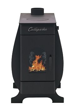 Печь воздухогрейная СИБИРЯЧКА 12 с кожухом из нержавеющей стали с дверцей со стеклом