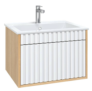 Тумба подвесная Onika ДАЙЛЕР 60 белая/дуб сонома, с ум.Бергамо Нова-60