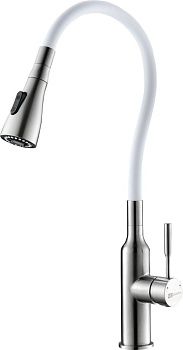 Смеситель д/кухни Lemark LM5082S-White Эксперт сталь/белый