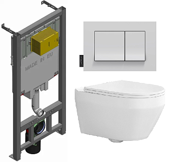 Комплект унитаз ZILI DO MGZ-23 ВИДАР  + инсталляция Jacob Delafon E29025-NF + кноп E20858-00 белая
