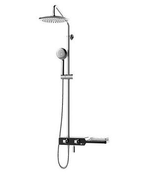 Душевой гарнитур с термостатическим смесителем Lemark Tropic LM7009C, хром/чёрный