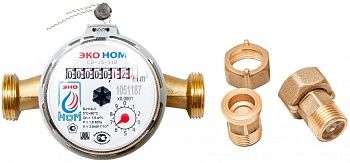 Счетчик для воды универс. ЭКО НОМ-15-110 со штуцерами