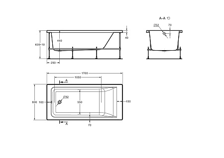 Ванна акриловая ROCA EASY (170*80) ZRU9307624