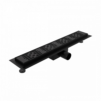 Душевой трап с гидрозатвором горизонтальный выпуск Teymi Ellie 10х50 c решеткой черный T90372