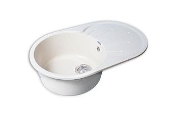 Мойка GranFest RONDO GF - R750L чаша с крылом, мрамор, белый 