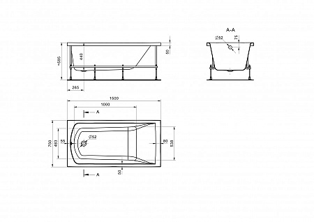 Ванна акриловая SANTEK ФИДЖИ 150*75 (1.WH50.1.598)